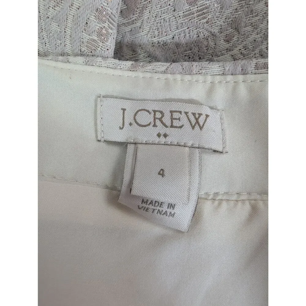 NWOT! J. CREW! CREAM, TAUPE & GOLD METALLIC TAPESTRY FLORAL PAISLEY SKIRT! SZ 4